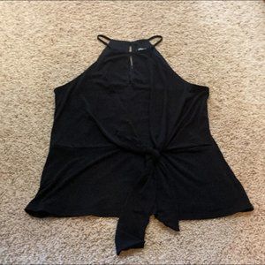 suspended neckline black tank top